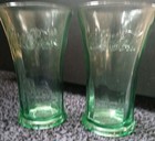   rare   Lot Of 3 Libby   Coke Heavy Green Glass Coca Cola 16oz Glasses 