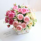 2 Bunches 9 Heads Silk Peony Artificial Flowers Wedding Bouquet Home Party Decor