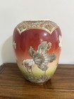Antique Large Japanese Meiji Kinkozan           Signed Satsuma Lotus Red Vase Urn 17 