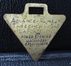 Rare  Advance Rumely Thresher Company Model 6 Tractor Brass Watch Fob Laporte In