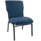 21  Wide Navy Fabric Church Chair With Book Rack   Gold Vein Frame