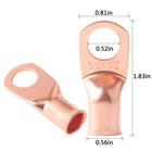 1 0 1 2   Bare Copper Lug Ring Terminal Battery Wire Welding Connector Awg 50pcs