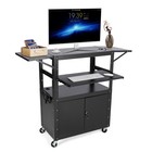 Adjustable Height Metal Av Cart W keyboard Tray  Power Outlet And Extension Rack