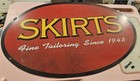 Vintage 19  Oval Metal 2 Sided Dressmaker Or Retail Store Sign Skirts Since 1948