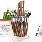 Silverware Set  24 Piece Mirror Flatware Set With Stand  Stainless Steel Uten   