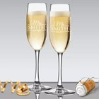 Custom Engraved Wedding Champagne Flutes     Toasting Glasses For Mr And Mrs