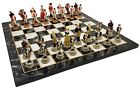 American Revolutionary War Chess Set W  17  Black Faux Marble Board Revolution