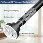 2 Pack Tension Curtain Rod  32-66  Adjustable  Stable  Black   Secure Hold With 