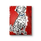 11x14 Original Dalmatian Dog Painting Red White Pet Portrait Canvas Wall Art