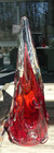 14 5  Luke Adams Red Sommerso Art Glass  snow Drift  Tree Figurine