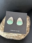 Navajo Green Turquoise Sterling Silver Dangle Earrings 14781