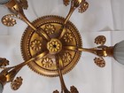 Gilt Metal Frosted Five Light Ceiling Fixture Antique Flush Mount Bronze Color
