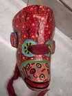 Hand Carved Wooden Tribal Mask Wall Hanging Folk Art Colorful Hand Painted Decor
