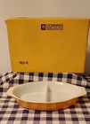 Vintage Pyrex Butterfly Gold 1 Quart Divided Casserole In Box