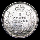 1902-h Small H Canada Canadian 5 Cents Silver Scarce Stunning Coin ----  111k