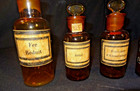 Vintage Apothecary Pharmacy  Glass Bottles W  Paper Labels   Stoppers  Empty