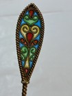 Johan G  Kjaerland Norway 925s Plique-  -jour Enamel Demitasse Spoon Fork Set