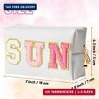 Preppy Patch Sun Cosmetic Bag Summer Sunscreen Pu Leather Toiletry Makeup Bag Po