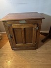 White Clad Ice Box End Side Table Oak Wood Whiteclad Hardware Vintage Nice Stand