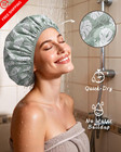 Yanibest Shower Cap For Women - Frizz Free Satin Lined Large  Green