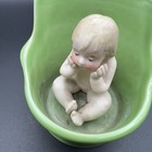 Rare Antique German Gebr  der Heubach Porcelain Baby In A Tub Green Bisque 5   