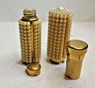 Vintage Faux Pearl Lipstick Holder Brass Tube Flower End   Perfume Bottle Twist