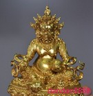 4  Tibet Buddhism Temple Bronze 24k Gold Gilt Yellow Jambhala Buddha Statue