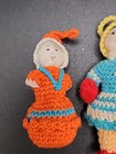 Mixed Lot 5 Vintage Amigurumi Crochet Mini Dolls   Up To 2  Tall  Silk Faces 