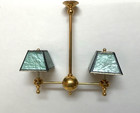 Clare Bell Dollhouse Miniature Ceiling  Lamp With Two Green Shades