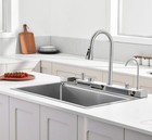 33x22 Inch Stainless Steel Drop In Kitchen Sink Single Bowl With Faucet Combo