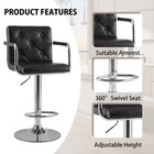 Bar Stools Set Of 2 Adjustable Swivel Counter Pu Leather With Back Armrest Stool