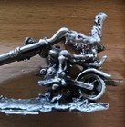 Vintage Metal Grim Reaper   Skeleton On Chopper Figurine Paper Weight   three  3