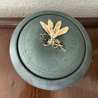 Vintage 1940s Metal Powder Puff Music Lidded Box 4 Inch Wind-up Works Insect