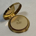 Vintage Max Factor Hollywood Gold Tone Swirl Compact W 2 Powder Puffs Glam Prop