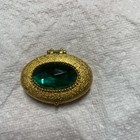 Vintage Emerald Green Rhinestone Hinged Empty Solid Perfume