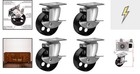 Swivel Plate Casters 4 Pc Brake Lock Heavy Duty All Steel High Gauge 3 In Wheels