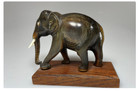 Vintage Hand Carved Ebony Wood Elephant With Tusks  Small Size 