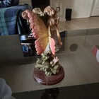 Fantasy Fairy Figurine Statue With Butterfly Wings On Wooden Base  wing Broke 