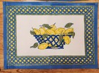Williams Sonoma Set Of 4 Vtg Fruit Citrus Basket Placemats Blue Yellow Lattice