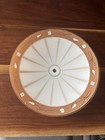 Vintage White brown Mid Century Modern  12 75  Round Glass Ceiling Mount Shade