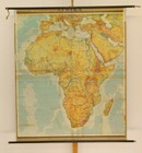 Beautiful Old Detailed School Wall Map Africa Physical 1963 155x183cm Vintage