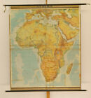 Beautiful Old Detailed School Wall Map Africa Physical 1963 61x72in Vintage