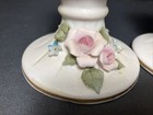 Vintage Pair Lefton China Pink Rose Candle Holder 1848w Japan Taper Flower