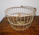 Large 14  Vintage Farmhouse Wire Egg Flowers Gathering Basket With Handle