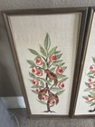Vintage Mid Century Bird Embroidery Wall Art Set Of Two