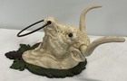 Vintage Cast Iron White Bull Head Country Towel Holder Chippy Western Boho