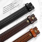 Basketweave One Piece Full Grain Cowhide Leather Belt Strap 1-1 2  38mm  Wide