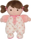 Plush Baby Doll With Rattle  Brunette Olivia  Pink  9 Inch