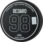 Connor Bedard Chicago Blackhawks Signed 2024 Calder Trophy Hockey Puck - Le 99