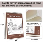 9  X 12  Hard Cover Sketch Book  Top Spiral Bound Sketch Pad  100 Sheets 68lb 10